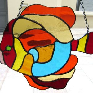 Accroche-lumière poisson en vitrail Tiffany